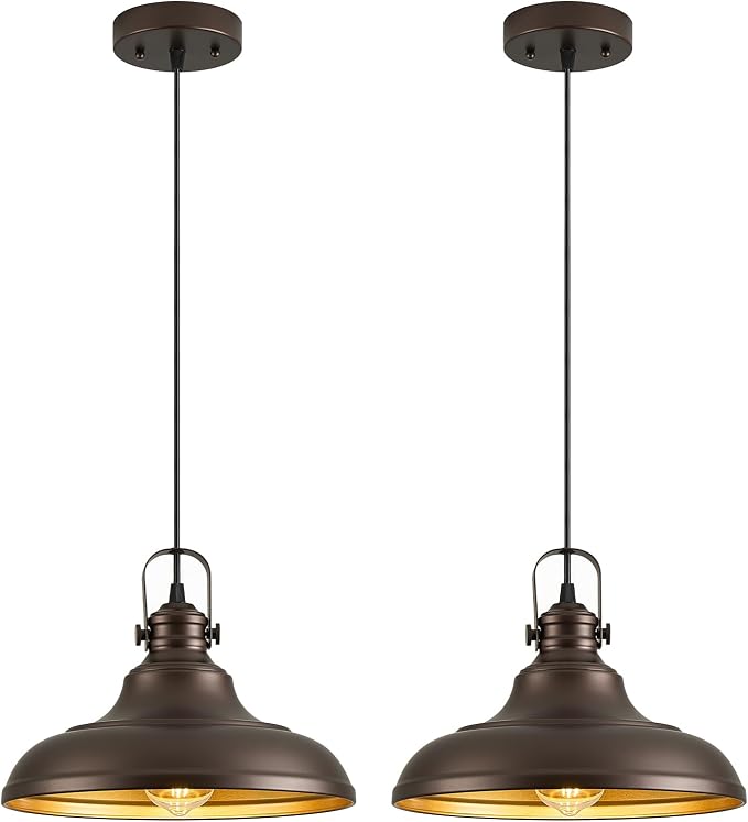 Oil Rubbed Bronze Pendant Light Modern Pendant Lights for Kitchen Island Hanging Lighting Fixture Over Sink for Dinning Room Bedroom Hallway,2 Packs