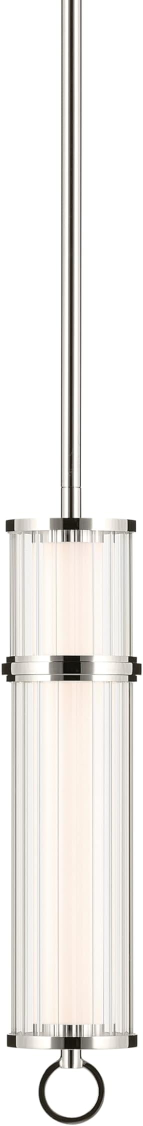 Kichler Riven LED 1-Light Pendant with Clear Fluted Glass in Polished Nickel, Sloped Ceiling Compatible, for Kitchen or Dining Room (15.5" x 5"), 52755PNLED