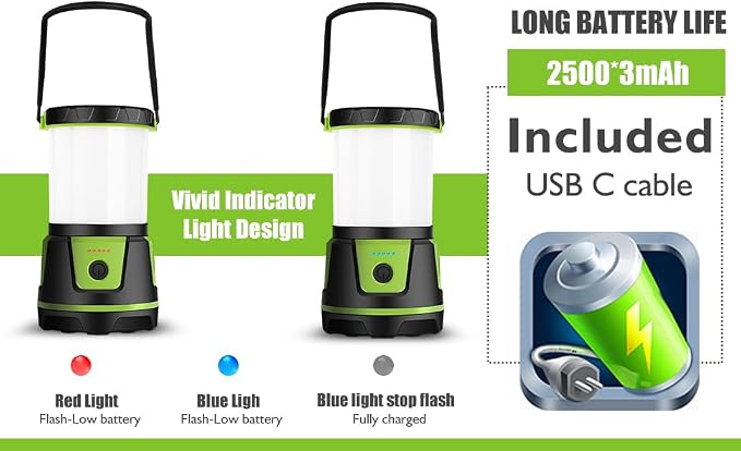 Rechargeable Emergency Lantern, 3000 Lumens Camping Light | with 7500mAh Power Bank, 5 Modes, IP54 Weather Resistant Light for Power Outages, Camping & Storm Prep