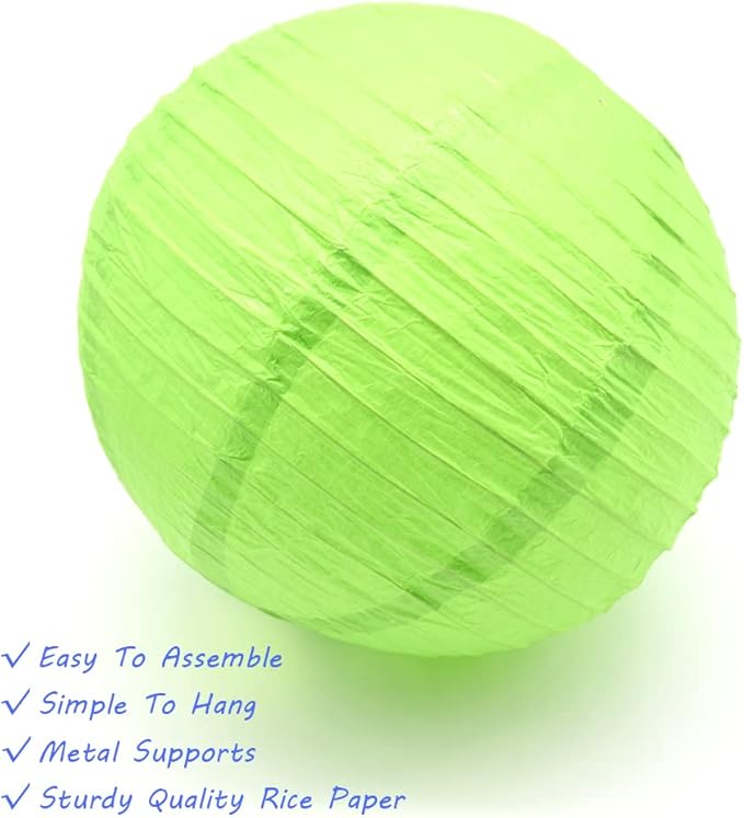 3pcs Paper Lanterns Decorative Round Chinese Paper Lanterns for Birthday Halloween Wedding Baby Bridal Shower Home Decor Party Decoration (12in/Green)