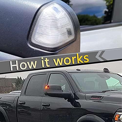 LED Side Mirror Turn Signal Light Left Driver and Right Passenger Lamps Clear Cover Lens 68302828AA 68302829AA Compatible with Dodge Ram 1500 2500 3500 4500 5500 2010-2018 2Pcs Two Wire