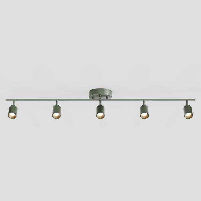 Shura Dark Olive 5-Light Track Light with Rotatable Heads, Integrated LED Bulbs, 4 ft. Track Lighting Kit, 3000k, 2450 Lumens