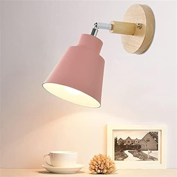 Nordic Minimalist Rotation Wall Lamp Wood Metal Plug in Wall Sconces W/ Switch Wall Mounted Lighting Fixture for Kids Bedroom Bedside Reading Living Room Corridor Hotel ( Color : G , Size : 12cm*15cm