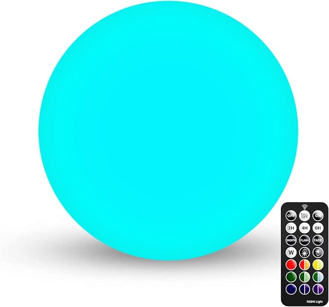 LOFTEK 6-inch LED Light Ball, Rechargeable Nursery Night Light, Hangable | Waterproof Floating Pool Lights, 16 RGB Color Changing & Dimming, Dual Control, Mood Lamp for Room Decor Ambience