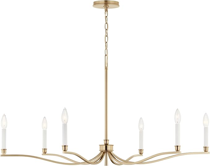 Kichler Malene 6-Light Chandelier, Updated Traditional Light in Champagne Bronze, Sloped Ceiling Compatible, for Foyer, Dining Room or Living Room (22.25" x 42"), 52696CPZ