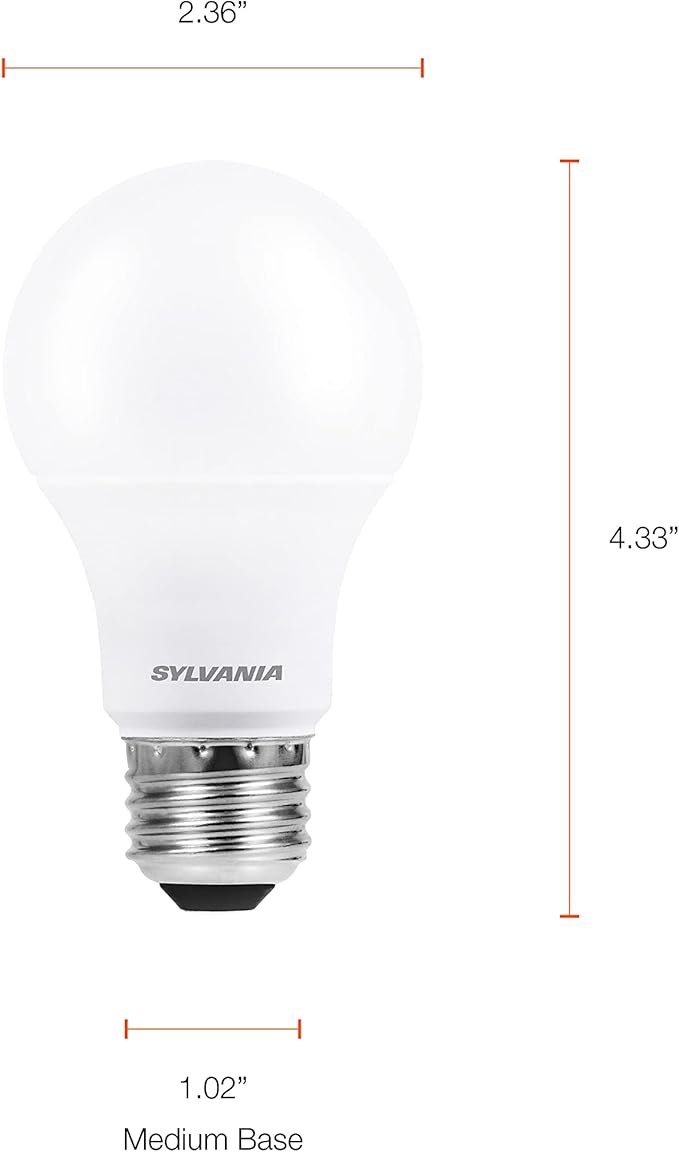 Sylvania ECO LED A19 Light Bulb, 60W Equivalent Efficient 9W, 7 Year, 750 Lumens, Medium Base, Frosted, 2700K, Soft White - 24 Pack (40986)