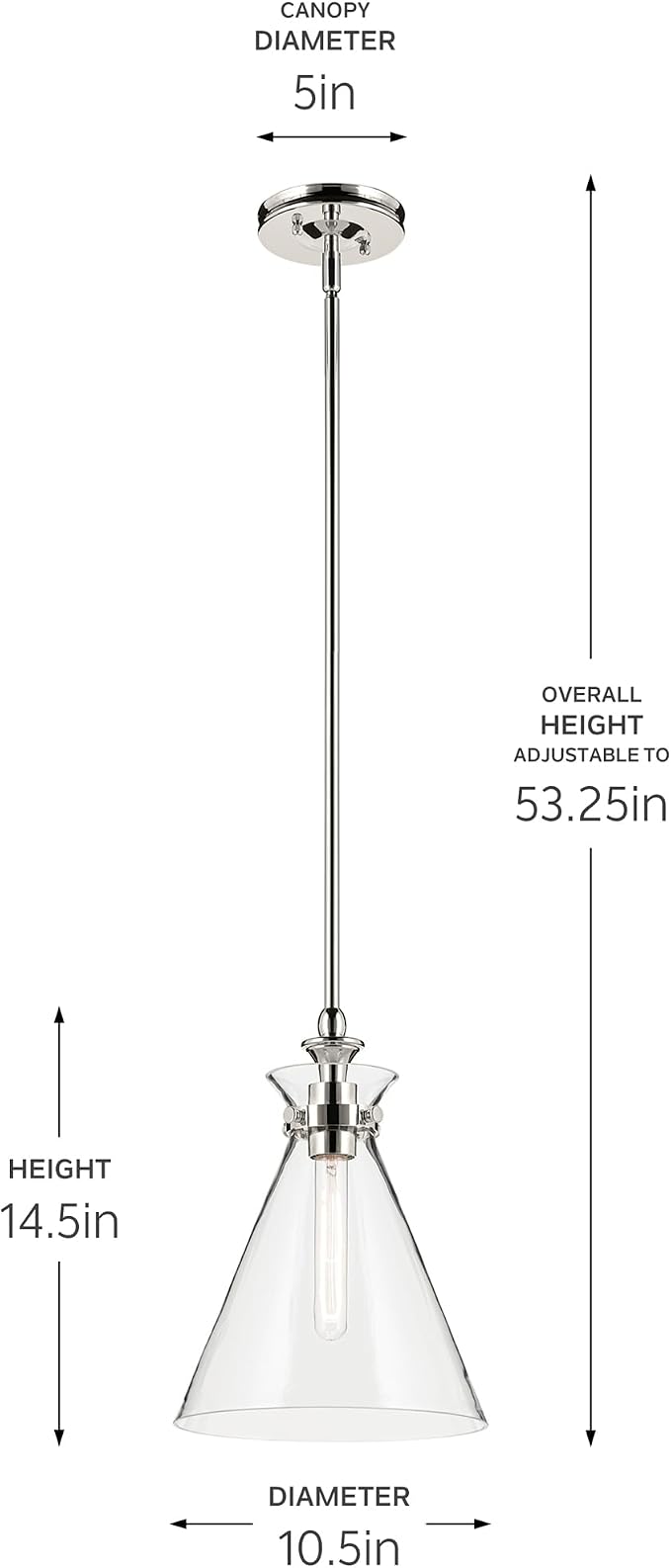 Kichler Larkin 3-Light Linear Pendant Light, Black | Linear pendant light for kitchen islands, dining rooms, and bedrooms (10.5" x 14.5"), 42566BK