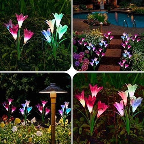 SOLARBABY Solar Lights Outdoor - Lily Flower Solar Garden Lights, 8 Pack Lights Outdoor Waterproof Multicolor Changing LED Flower with Bigger Lily for Patio Yard Pathway Balcony