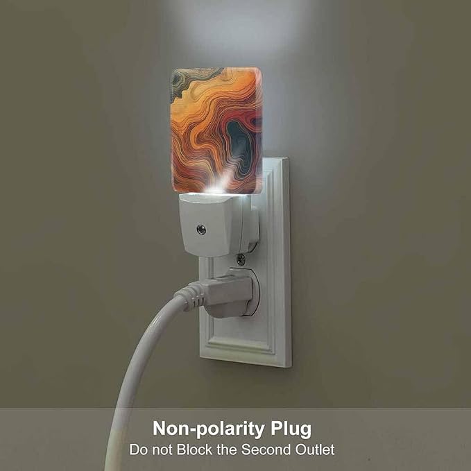 Abstract Background Night Light Colorful Brown Asian Style 0.5W Night Lights Auto LED Lamp Energy Saving Square Lights for Room Bedroom Bathroom