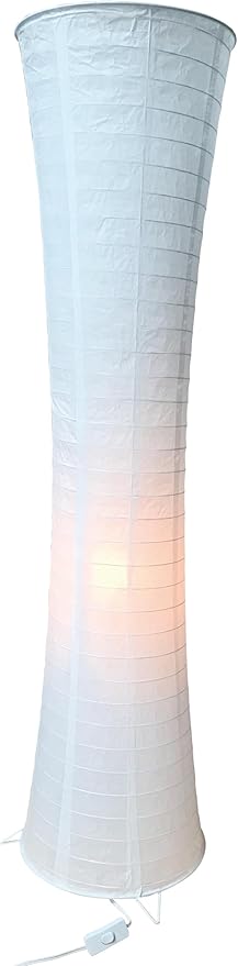 Paper Lamp Floor Lantern Lamps Rice Paper Bedside Nightstand Portable Small Light for Living Room Bedroom (White, 48" x 11.8" x 11.8")