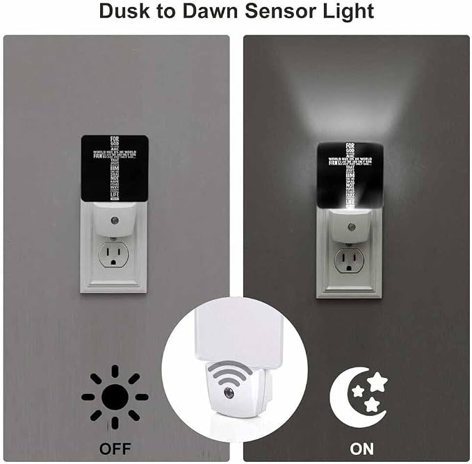 The Cross Night Light Christianity with Biblical Verses LED Night Lights Plug into Wall for Stairway Hallway Bedroom 0.5W Nightlight