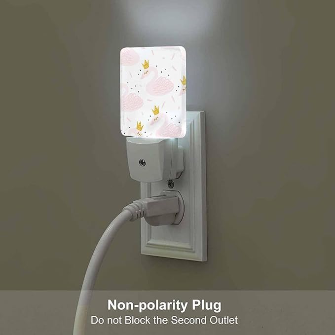 LED Night Light,Cute Cartoon Swan LED Night Light Plug into Wall with Dusk to Dawn Light Sensor White Energy Efficient Nightlight for Bedroom Bathroom Hallway Living Room Kitchen