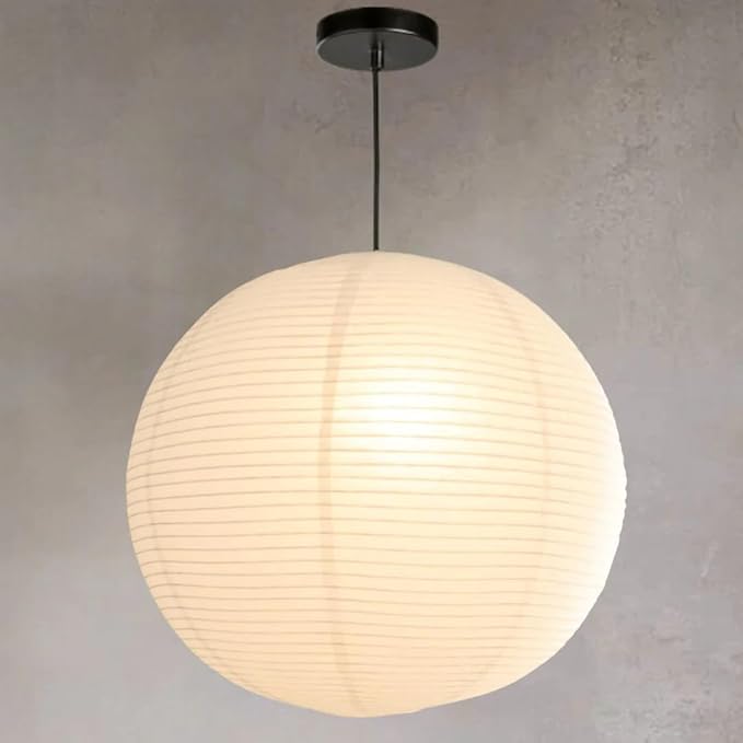 Nogy Paper Lantern Lamp Japanese Style Pendant Light - Off White Rice Hanging Paper Lamp Shade with Cord (Hardwired, 23.5 in)