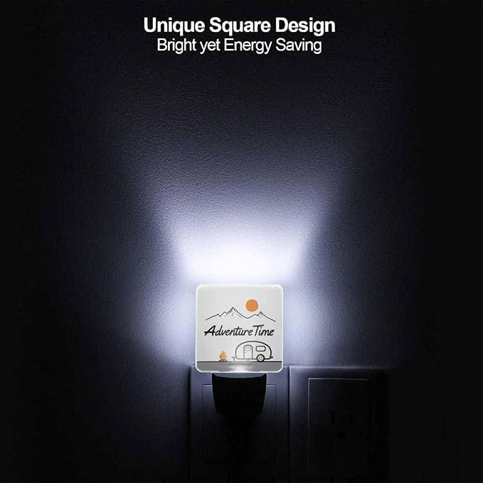 Retro Campervan Night Light Stylish Lines 0.5W Night Lights Auto LED Lamp Energy Saving Square Lights for Room Bedroom Bathroom