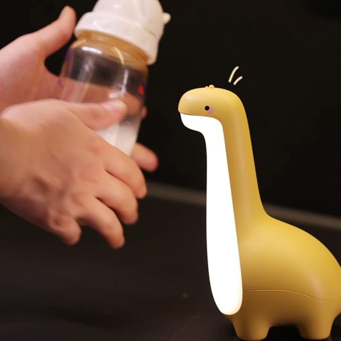 Dinosaur Night Lamp, Dimmable Bedside Night Light USB Rechargeable, Kids Bedroom Sleep Light, Cute Gifts for Girls, Boys, Teens, Friends Birthday, Holiday, Christmas, Yellow