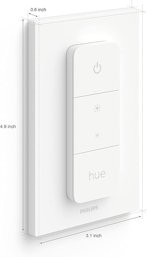 PHILIPS Hue Smart Dimmer Switch with Remote, White, 1 Pack, Turns Hue Lights On, Off, Dims or Brightens, Smart Home Control, Requires Bridge, Easy, No-Wire Installation