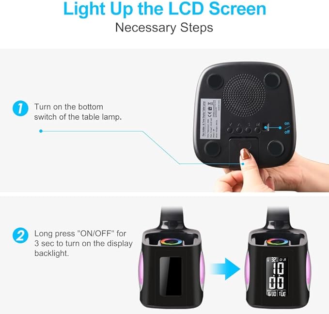 LED Desk Lamp with Clock,Color Changing Nightlight,Study Lamp with Pen Holder,Desk Light with USB Charger,Table Light for Home,Office,Gift for Kids,Students,Women,Black