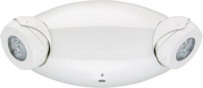 Lithonia Lighting Quantum Emergency Light, 2 Aimable Lamp Heads, 120/277V | Ceiling or Wall Mount, White Thermoplastic, Contemporary Commercial LED Emergency Lights w/ 120/277V Dual Voltage (ELM4L)
