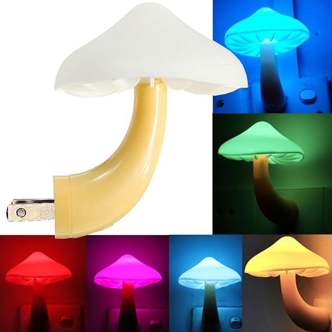 AUSAYE Sensor LED Night Light Plug in Lamp Mushroom Night Light 7-Color Changing Magic Pretty Mushroom-Shaped Night Lights for Adults Kids NightLight | 7-Color Changing Plug in Lamp, Magic Pretty Mushroom-Shaped Night Lights for Adults Kids NightLight