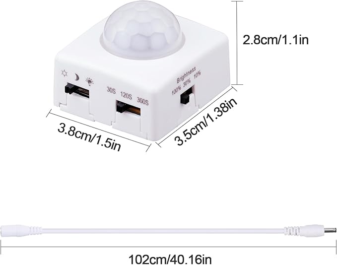GOMING Motion Sensor COB LED Light Strip 16.4ft(5M) Natural White 4000K 3 Lighting Modes 3 Timing Off Modes 3 Brightness Modes with Power Adapter for Kitchen Cabinets Stair Showcase Bedroom Bed
