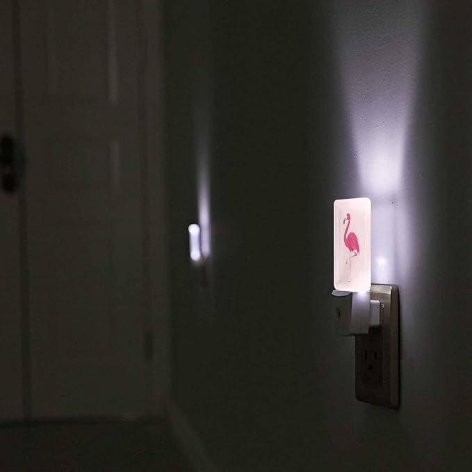 LED Night Light,Romantic Pink Flamingo LED Night Light Plug into Wall with Dusk to Dawn Light Sensor White Energy Efficient Nightlight for Bedroom Bathroom Hallway Living Room Kitchen