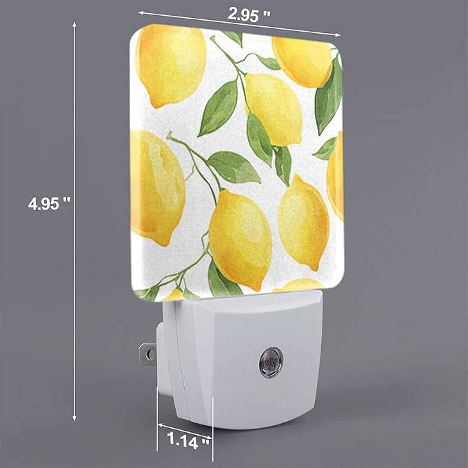 Lemon Night Light A Bright Yellow Fruit Plug into Wall with Dusk to Dawn Light Sensors 0.5W Warm Nightlights for Bedroom Bathroom Hallway