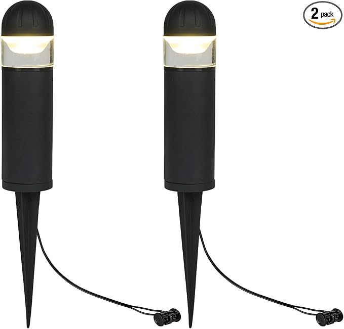Low Voltage Landscape Lighting, 2W 200LM 12V LED Bollard Lights Outdoor Waterproof with Connectors, Aluminum Housing Driveway Pathway Walkway lights 3000K Warm White, ETL UL CSA Listed, 2 Pack