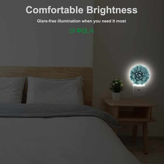 EKOBLA Cactus Night Light, Green Tropical Plant Night Lights Plug Into Wall with Dusk to Dawn Auto Sensor for Bathroom, Hallway, Kitchen and Indoor Home Decor