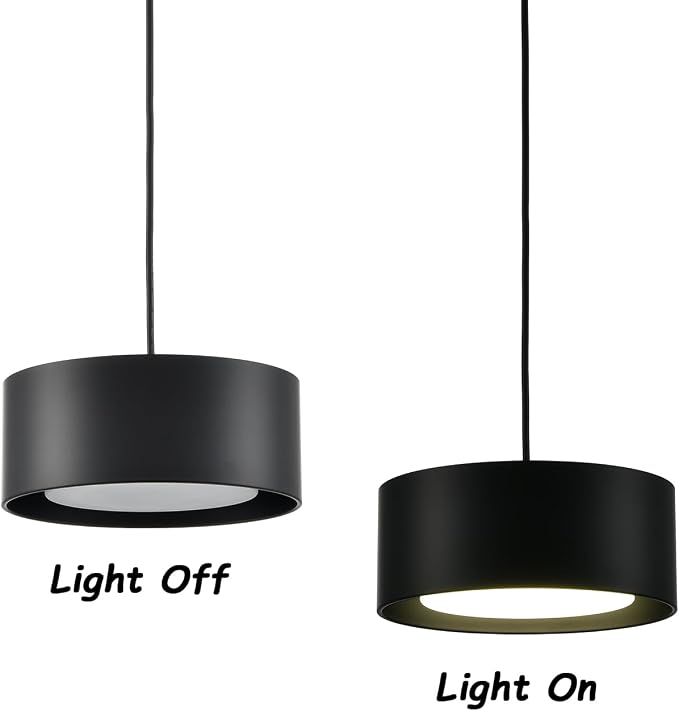 LED Black Mini Pendant Light Adjustable for Kitchen Island | Industrial Black Mini Pendant Light with Built-in LED, Adjustable Cord 78.74" for Kitchen Island Dining Room Bedroom Bathroom