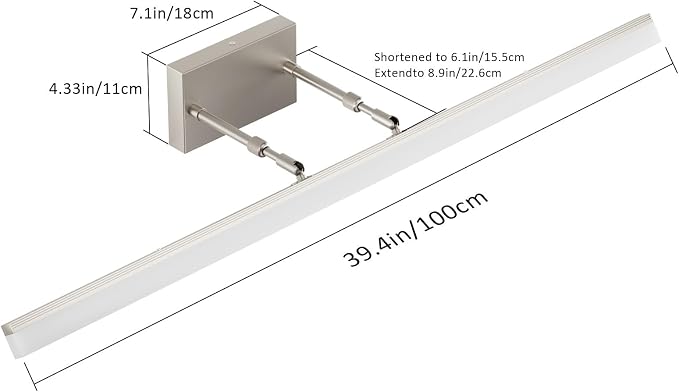 Aipsun 40 inch Modern Brushed Nickel Vanity Light Adjustable LED Bathroom Light Fixtures Over Mirror Rotatable Vanity Lighting 5500K