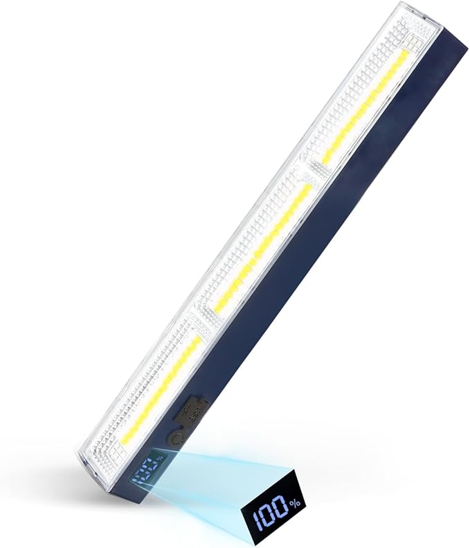 Magnetic Light BAR, 11.81-inches 5000mAh 6000 Lumens Rechargeable Portable Lamp Built in 165 LED Bulbs,with Handy Hook with 2 Magnets Endurance