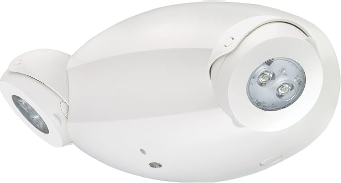 Lithonia Lighting Quantum Emergency Light, 2 Aimable Lamp Heads, 120/277V | Ceiling or Wall Mount, White Thermoplastic, Contemporary Commercial LED Emergency Lights w/ 120/277V Dual Voltage (ELM4L)