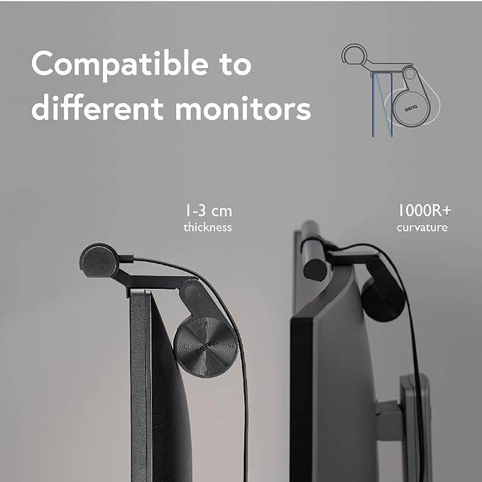 BenQ Screenbar E-Reading LED Computer Monitor Light Lamp with Auto-Dimming and Hue Adjustment Features, Matte Black USB Powered Office Lamp (ScreenBar_Black) Complements with Backlight/RGB setups
