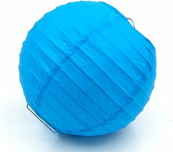 Folding Round Paper Lantern Reusable Chinese/Japanese Style Hanging Ornament Lamp Cover for Garden Birthday Party Decoration Supplies(Blue,10pcs Assorted Sizes)