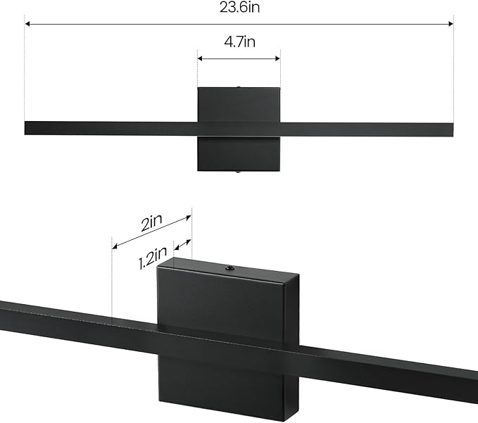 Black Vanity Light Fixtures for Bathroom - 23.6 inch Dimmable Modern Bathroom Light Fixture Over Mirror 5CCT Adjustable Wall Sconce Lighting Fixture LED Vanity Lights Bar