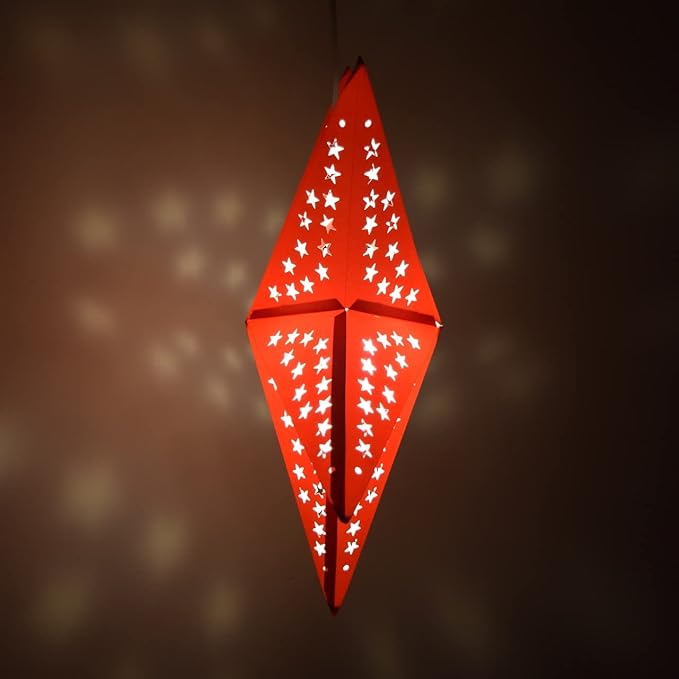 Solid Red Paper Star Lantern with 12 Foot Power Cord Included