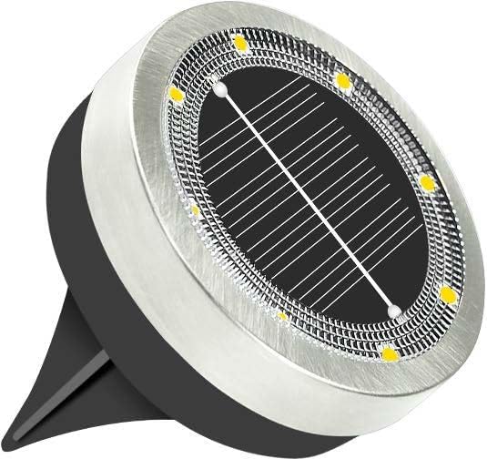Solar Ground Lights Outdoor, 1 Pack Solar Lights Outdoor Waterproof, Mini Flat Solar-Powered Garden Light, Landscape Lighting for Garden Yard Lawn Pathway Walkway Driveway Backyard Decor, Warm White