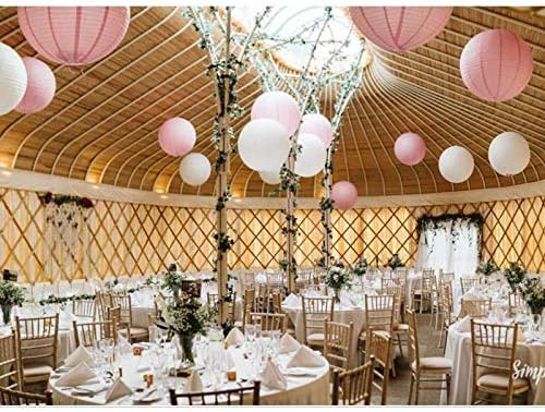 Pink Paper Lanterns 12 Pcs Assorted size of 6" 8" 10" 12" Chinese Round Paper Hanging Decorations Ball Lanterns Lamps for Home Decorations, Parties, and Weddings