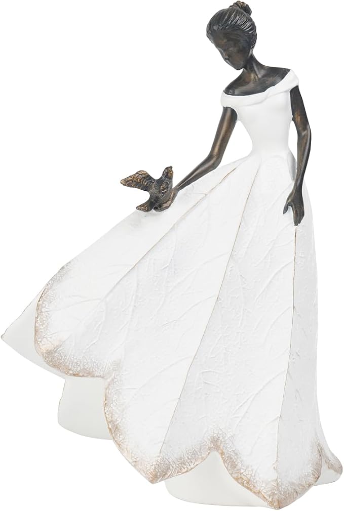 Guichifun Fairy Statue, White, 5.5 x 3.25 x 8 Inch | Leaf Angel Girls Resin, Living Room Bookshelf Decor, Garden Outdoor Bathroom Decorations, Figurines Gift, Home Decoration