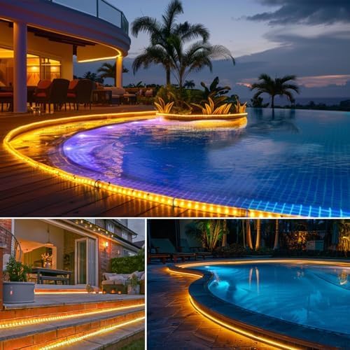 Vigdur LED Rope Lights Outdoor - 30ft Warm White Rope Lights Waterproof with Connectable Clear Plastic Tube, Flexible LED Tube Lights for Garden, Patio, Pool, Bedroom, Party (360 LEDs)