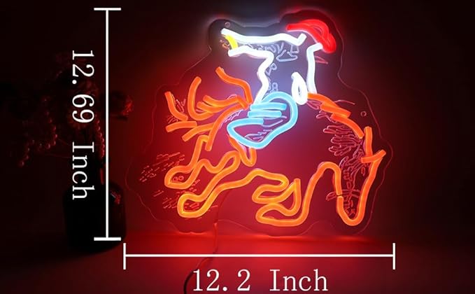 Riding Horse LED Neon Sign,Man with Cowhat Western Style Wall Decor with Acrylic Backing, Dimmable USB Powered Neon Light for Bar, Man Cave, Ranch & Rustic Home Decor Holiday Birthday Gift