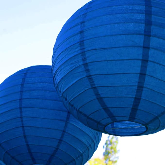 16 Pack Navy Blue Paper Lanterns with Lights Included 6" /8" /10" /12" Hanging Decorative Chinese Paper Lantern for Wedding DIY Graffiti Baby Shower Birthday Party Decorations