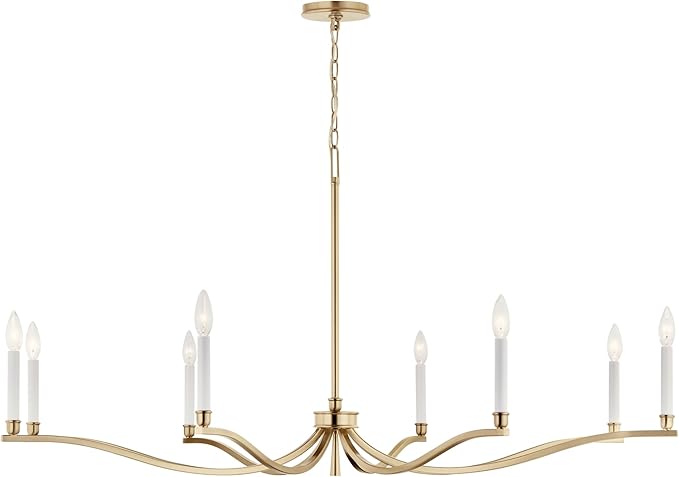 Kichler Malene 8-Light Chandelier, Updated Traditional Light in Champagne Bronze, Sloped Ceiling Compatible, for Foyer, Dining Room or Living Room (25" x 52"), 52697CPZ