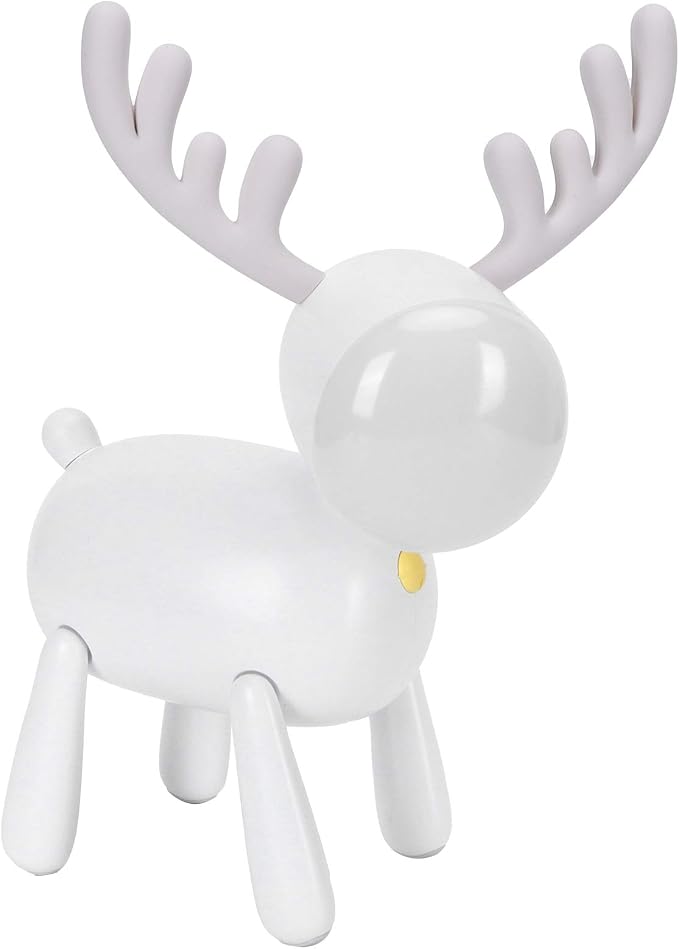 LED Night Light, Cute Deer Night Lamp, Cartoon Deer-Shaped Table Lamp, Portable Reading Table Night Lamp USB Charging Bedroom Decoration(White)
