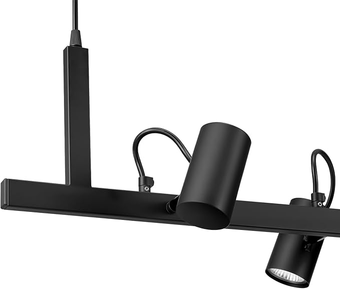 Globe Electric Suspended Track Lighting, 4-Light Adjustable Hanging Track Bar, Matte Black 40-Inch Dimmable Fixture for Modern Kitchen & Ceiling Lighting