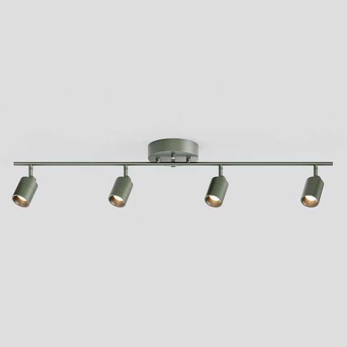 Shura Dark Olive 4-Light Track Light with Rotatable Heads, Integrated LED Bulbs, 3 ft. Track Lighting Kit, 3000k, 2240 Lumens