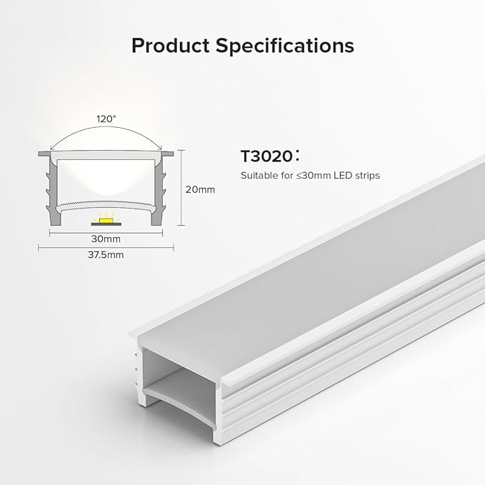 BTF-LIGHTING Silicone LED Channel System 16.4Ft Flexible Milky White Cover DIY Spotless Tube for ≤30mm Width LED Strip,Neon Rope Light Channel Diffuser, for Kitchen Cabinet, Room, Patio(No LED Strip)