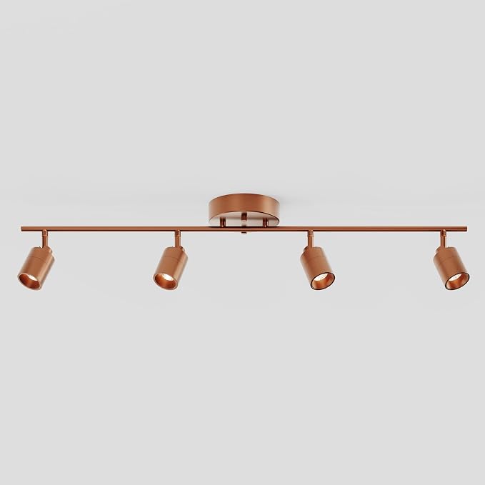 Shura Brushed Copper 4-Light Track Light with Rotatable Heads, Integrated LED Bulbs, 3 ft. Track Lighting Kit, 3000k, 2240 Lumens