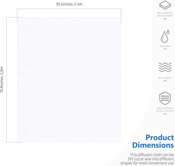 Neewer 2 Yard x 60 Inch/1.8M x 1.5M Polyester White Seamless Diffusion Fabric for Photography Softbox,Light Tent and Lighting Light Modifier
