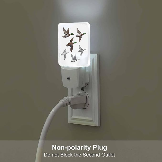 LED Night Light Plug into Wall with Dusk to Dawn Light Sensor White Energy Efficient Duck Mallard Wild Bird Nightlight for Bedroom Bathroom Hallway Living Room Kitchen